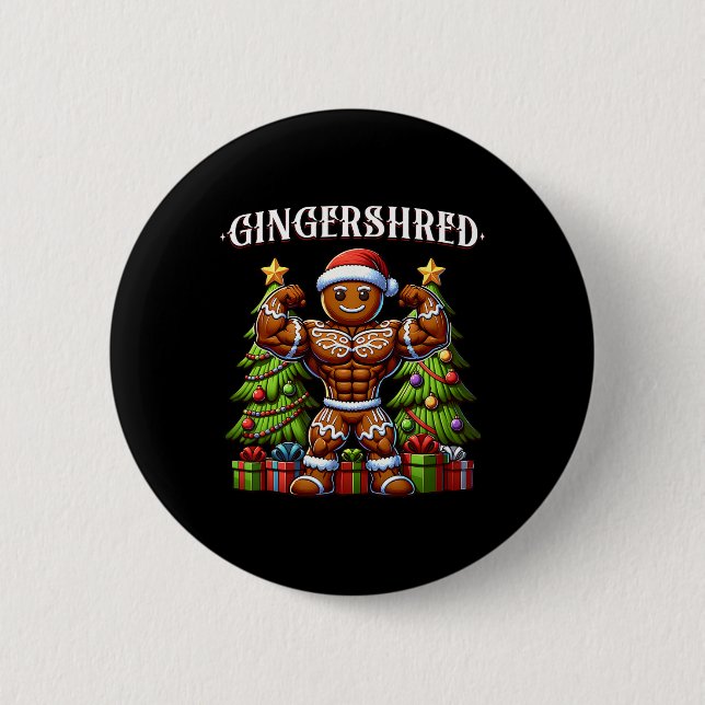 Gingershred Funny Gingerbread Man Gym Bodybuilding Button (Vorderseite)