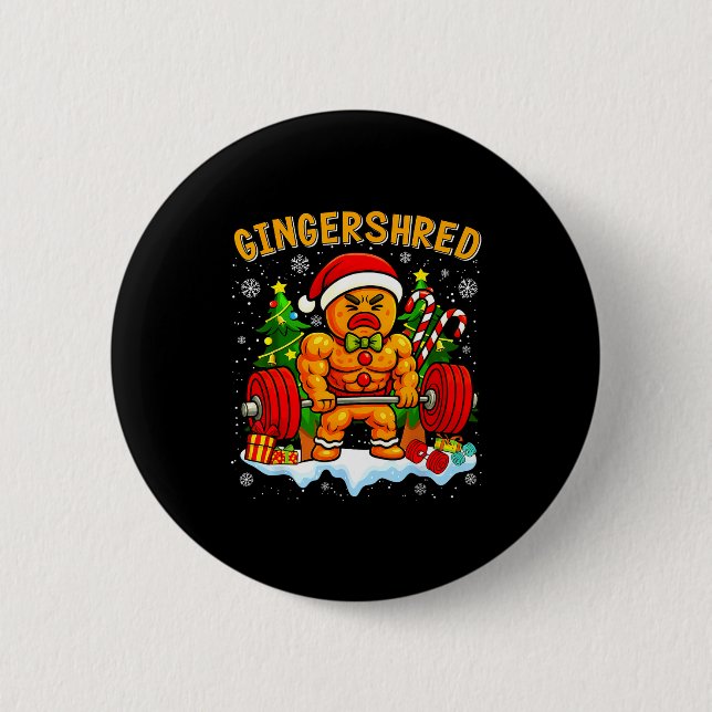 Gingershred Funny Gingerbread Man Gym Bodybuilding Button (Vorderseite)