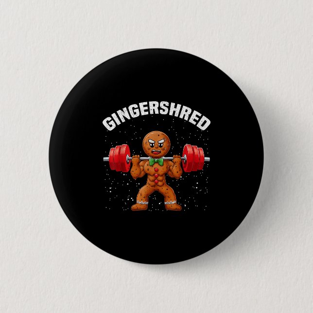 Gingershred Funny Gingerbread Man Gym Bodybuilding Button (Vorderseite)