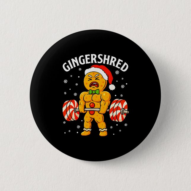 Gingershred Funny Gingerbread Man Gym Bodybuilding Button (Vorderseite)