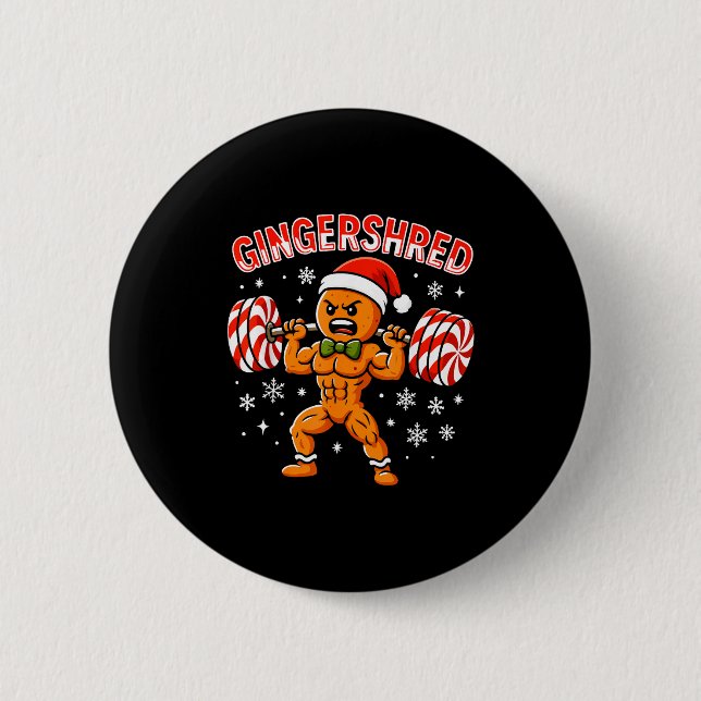 Gingershred Funny Gingerbread Man Gym Bodybuilding Button (Vorderseite)