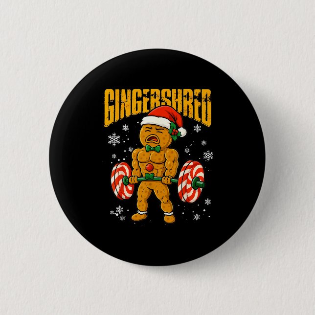 Gingershred Funny Gingerbread Man Gym Bodybuilding Button (Vorderseite)