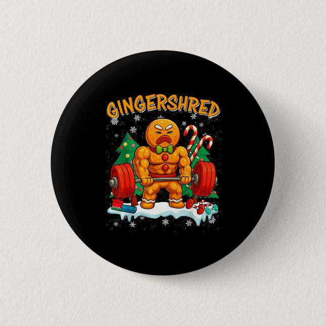 Gingershred Funny Gingerbread Man Gym Bodybuilding Button (Vorderseite)
