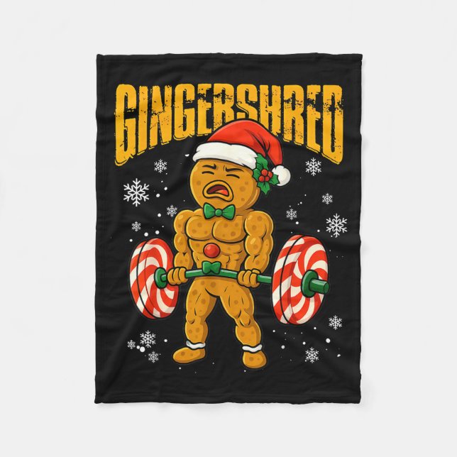Gingershred Funny Gingerbread Man Gym Bodybuilding Fleecedecke (Vorderseite)