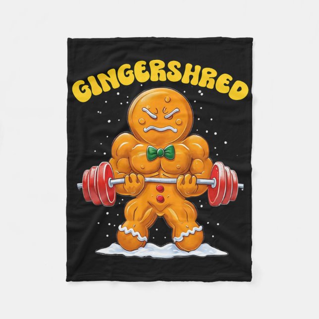 Gingershred Funny Gingerbread Man Gym Bodybuilding Fleecedecke (Vorderseite)