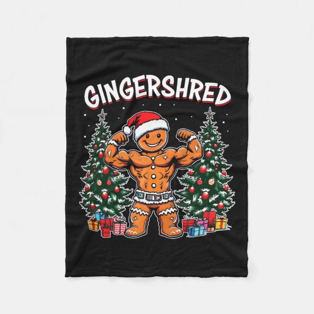 Gingershred Funny Gingerbread Man Gym Bodybuilding Fleecedecke (Vorderseite)