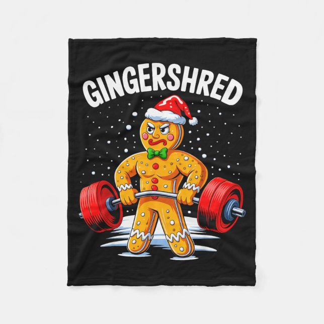 Gingershred Funny Gingerbread Man Gym Bodybuilding Fleecedecke (Vorderseite)