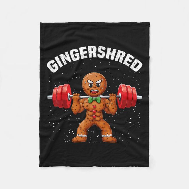 Gingershred Funny Gingerbread Man Gym Bodybuilding Fleecedecke (Vorderseite)
