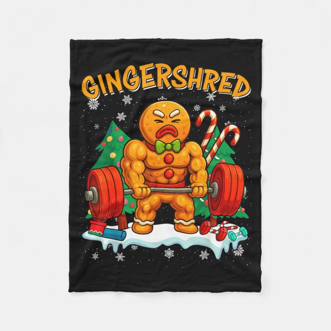 Gingershred Funny Gingerbread Man Gym Bodybuilding Fleecedecke (Vorderseite)