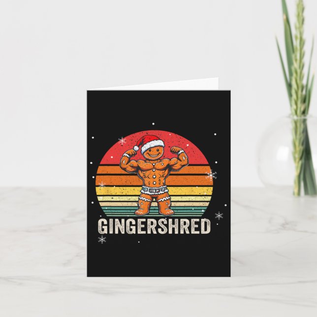 Gingershred Funny Gingerbread Man Gym Bodybuilding Karte (Vorderseite)