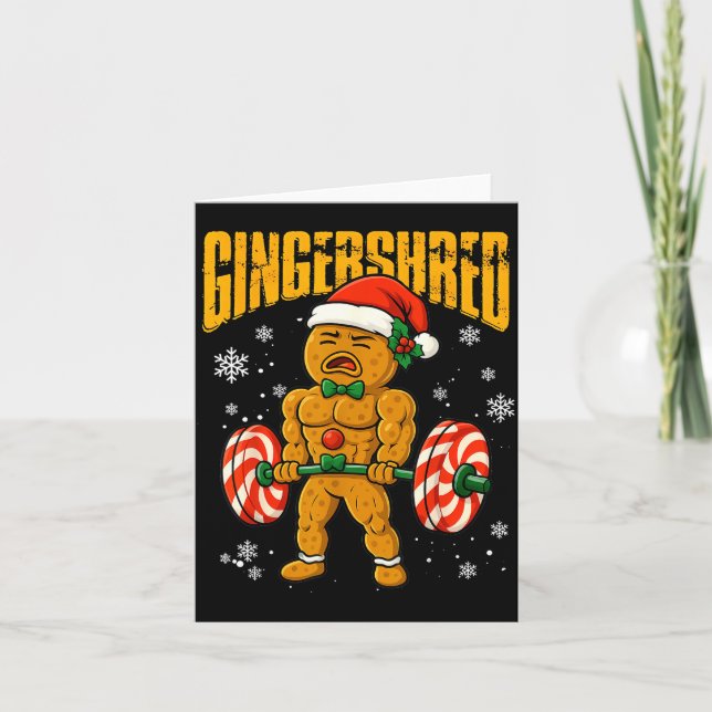 Gingershred Funny Gingerbread Man Gym Bodybuilding Karte (Vorderseite)