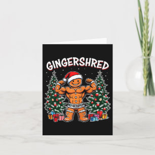 Gingershred Funny Gingerbread Man Gym Bodybuilding Karte