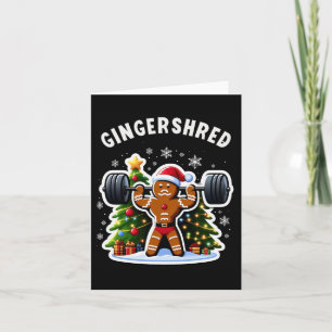 Gingershred Funny Gingerbread Man Gym Bodybuilding Karte