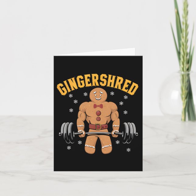 Gingershred Funny Gingerbread Man Gym Bodybuilding Karte (Vorderseite)