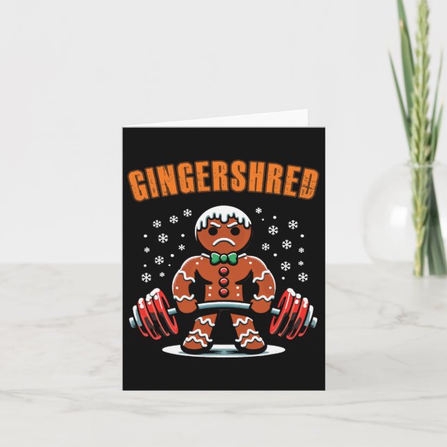 Gingershred Funny Gingerbread Man Gym Bodybuilding Karte (Vorderseite)