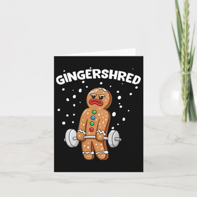 Gingershred Funny Gingerbread Man Gym Bodybuilding Karte (Vorderseite)