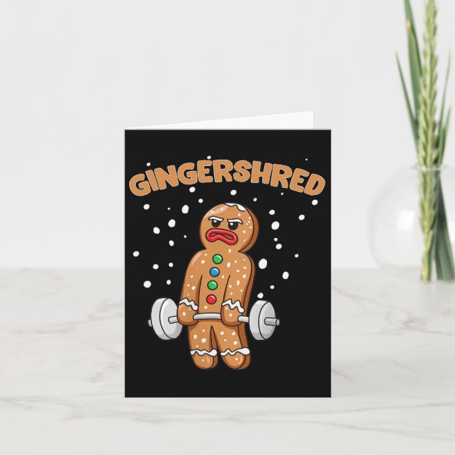 Gingershred Funny Gingerbread Man Gym Bodybuilding Karte (Vorderseite)
