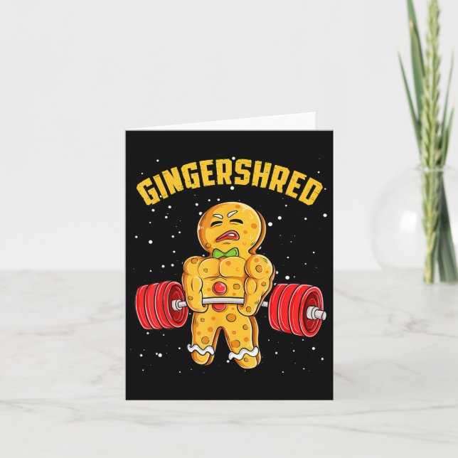 Gingershred Funny Gingerbread Man Gym Bodybuilding Karte (Vorderseite)