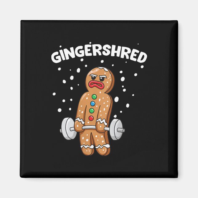 Gingershred Funny Gingerbread Man Gym Bodybuilding Magnet (Vorne)