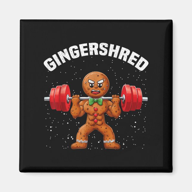 Gingershred Funny Gingerbread Man Gym Bodybuilding Magnet (Vorne)