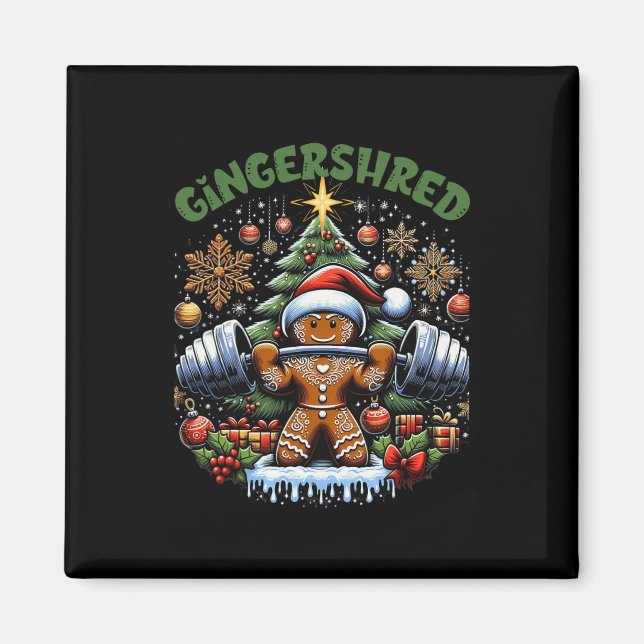 Gingershred Funny Gingerbread Man Gym Bodybuilding Magnet (Vorne)