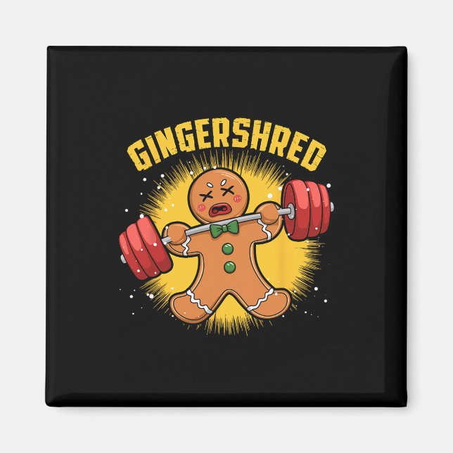 Gingershred Funny Gingerbread Man Gym Bodybuilding Magnet (Vorne)