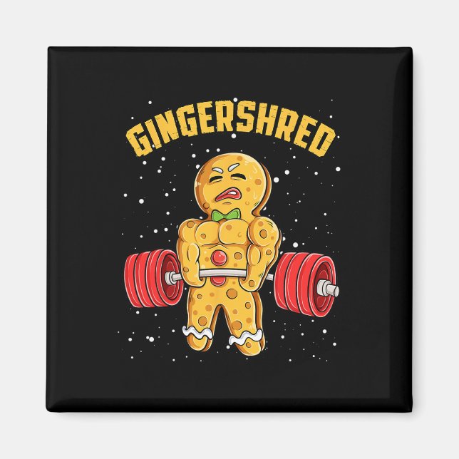 Gingershred Funny Gingerbread Man Gym Bodybuilding Magnet (Vorne)