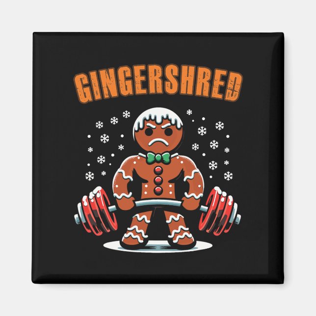Gingershred Funny Gingerbread Man Gym Bodybuilding Magnet (Vorne)