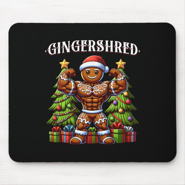 Gingershred Funny Gingerbread Man Gym Bodybuilding Mousepad (Vorne)