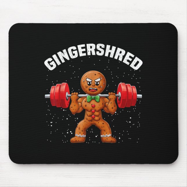 Gingershred Funny Gingerbread Man Gym Bodybuilding Mousepad (Vorne)