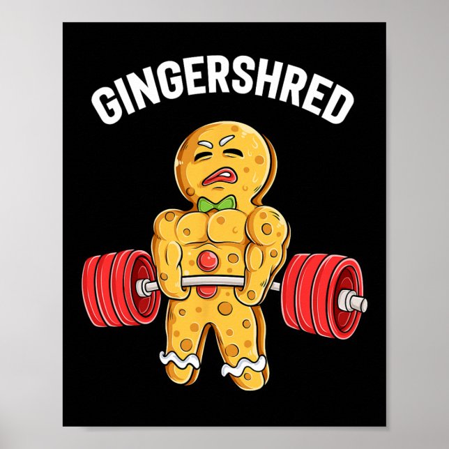 Gingershred Funny Gingerbread Man Gym Bodybuilding Poster (Vorne)