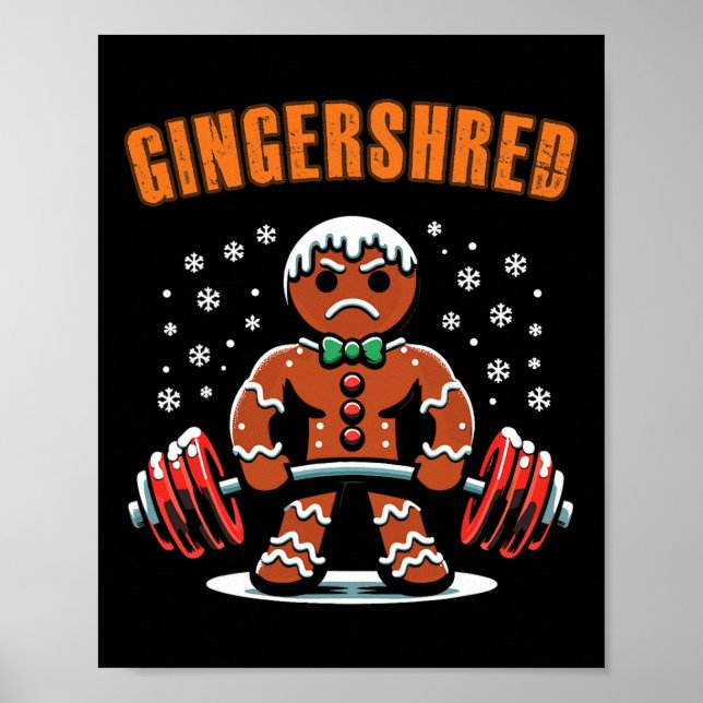 Gingershred Funny Gingerbread Man Gym Bodybuilding Poster (Vorne)