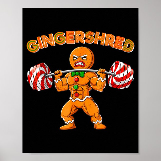Gingershred Funny Gingerbread Man Gym Bodybuilding Poster (Vorne)