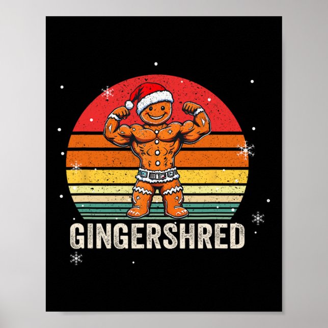 Gingershred Funny Gingerbread Man Gym Bodybuilding Poster (Vorne)