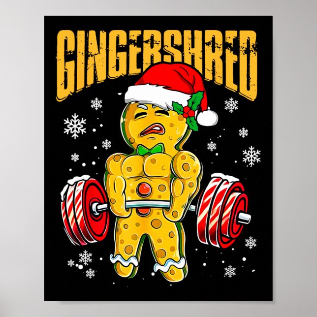 Gingershred Funny Gingerbread Man Gym Bodybuilding Poster (Vorne)