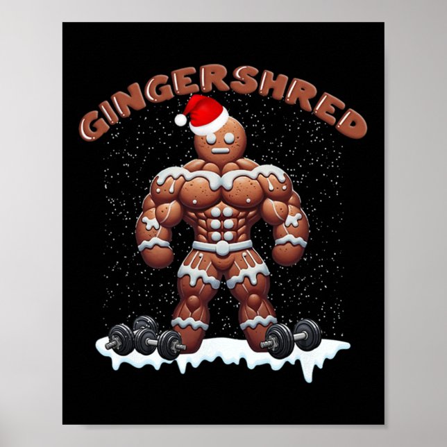 Gingershred Funny Gingerbread Man Gym Bodybuilding Poster (Vorne)