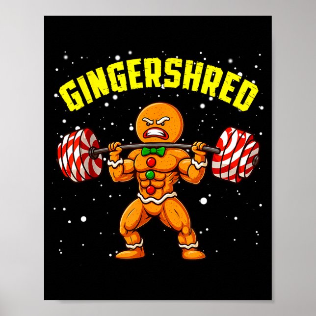 Gingershred Funny Gingerbread Man Gym Bodybuilding Poster (Vorne)