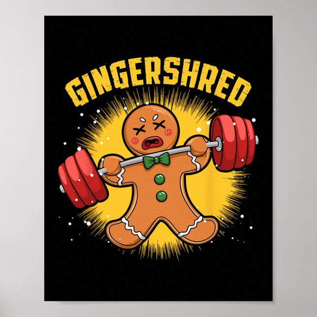 Gingershred Funny Gingerbread Man Gym Bodybuilding Poster (Vorne)