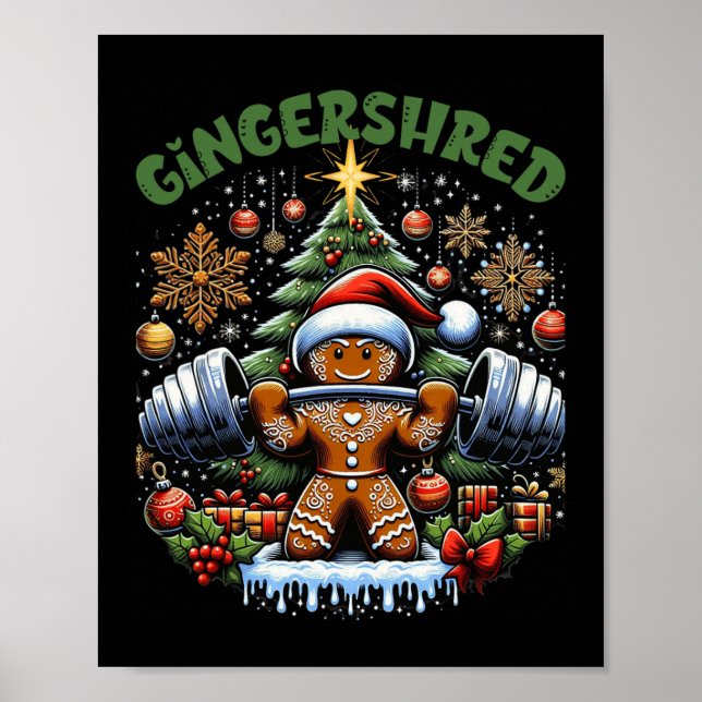 Gingershred Funny Gingerbread Man Gym Bodybuilding Poster (Vorne)