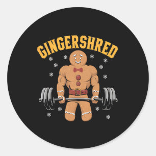 Gingershred Funny Gingerbread Man Gym Bodybuilding Runder Aufkleber