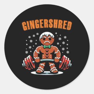 Gingershred Funny Gingerbread Man Gym Bodybuilding Runder Aufkleber