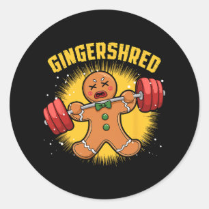 Gingershred Funny Gingerbread Man Gym Bodybuilding Runder Aufkleber