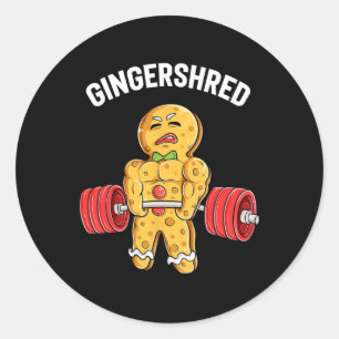 Gingershred Funny Gingerbread Man Gym Bodybuilding Runder Aufkleber