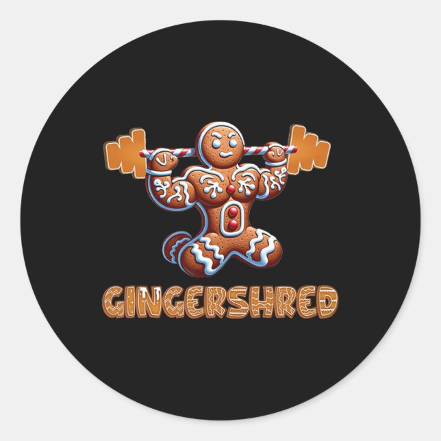 Gingershred Funny Gingerbread Man Gym Bodybuilding Runder Aufkleber (Vorderseite)