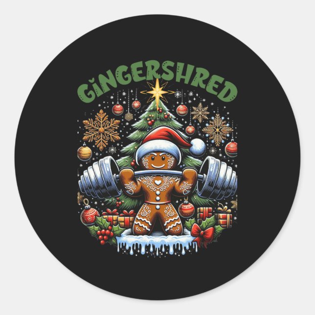 Gingershred Funny Gingerbread Man Gym Bodybuilding Runder Aufkleber (Vorderseite)