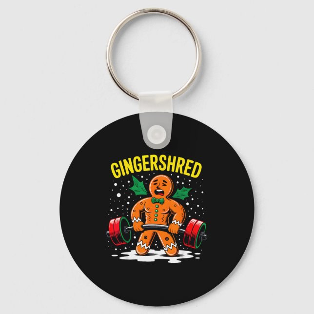 Gingershred Funny Gingerbread Man Gym Bodybuilding Schlüsselanhänger (Vorderseite)
