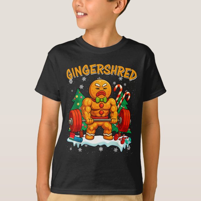 Gingershred Funny Gingerbread Man Gym Bodybuilding T-Shirt (Vorderseite)