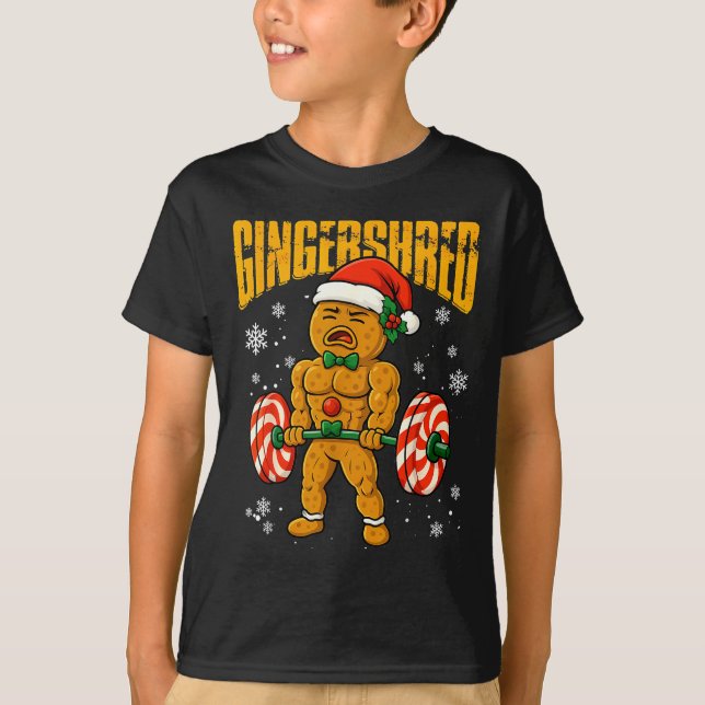 Gingershred Funny Gingerbread Man Gym Bodybuilding T-Shirt (Vorderseite)