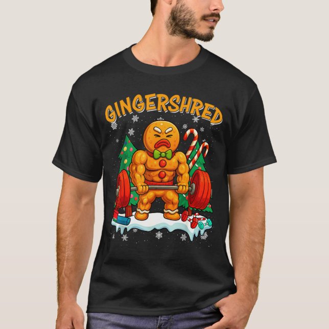 Gingershred Funny Gingerbread Man Gym Bodybuilding T-Shirt (Vorderseite)