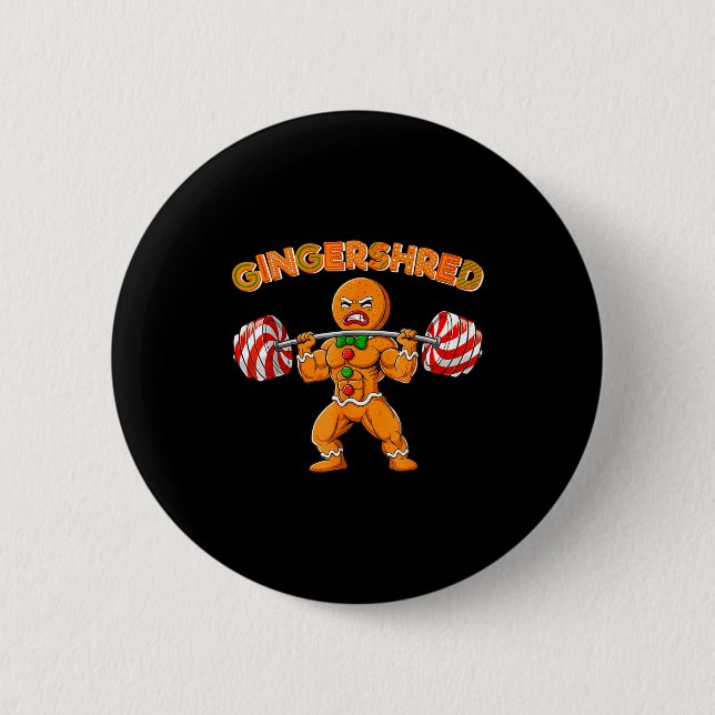 Gingershred Funny Men Gym Bodybuilding Gingerbread Button (Vorderseite)